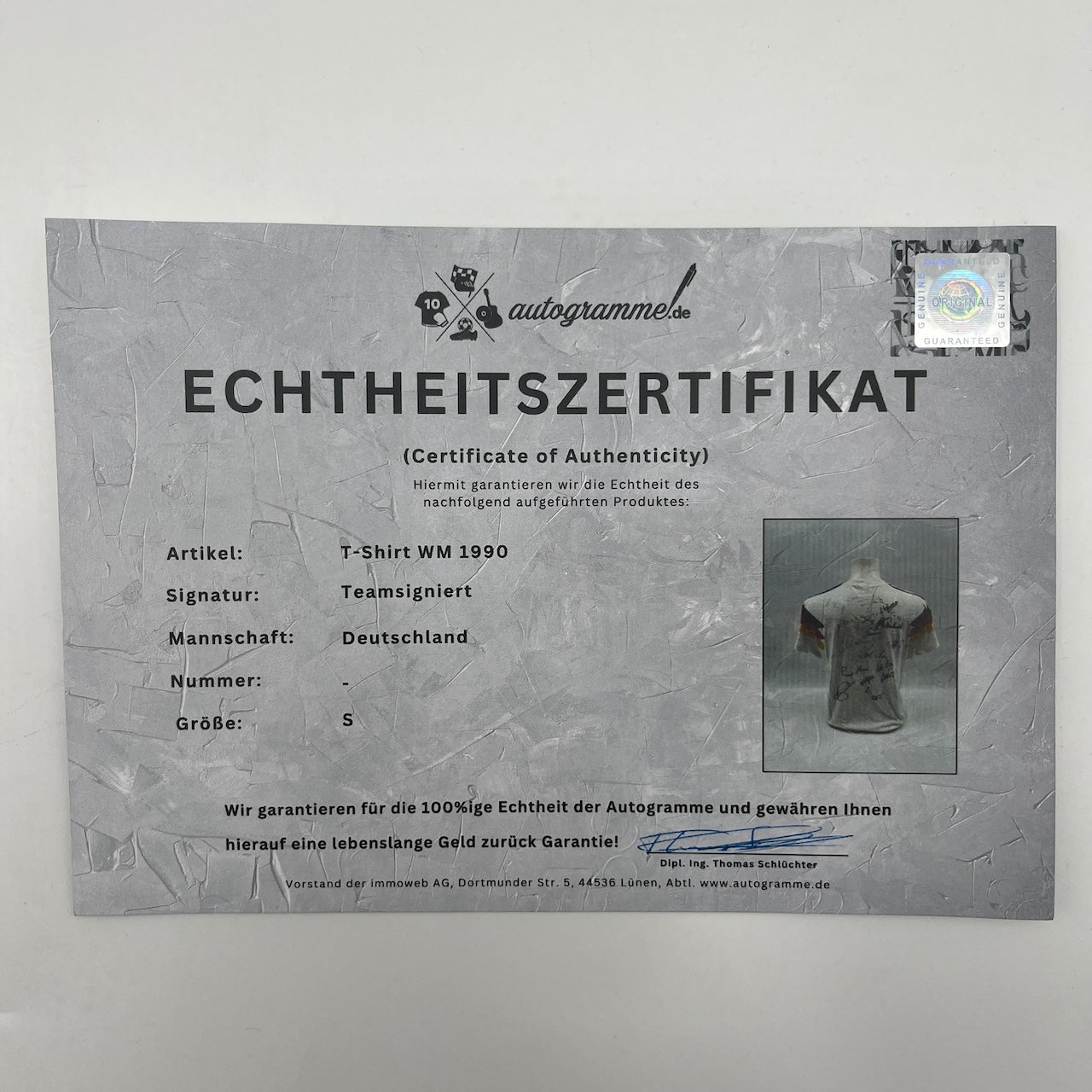 Deutschland T-Shirt WM 1990 Teamsigniert Autogramm DFB Weltmeister Adidas S