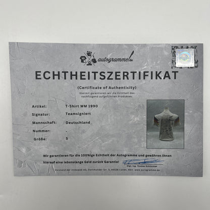 Deutschland T-Shirt WM 1990 Teamsigniert Autogramm DFB Weltmeister Adidas S