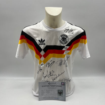 Deutschland Repro Trikot WM 1990 Teamsigniert Autogramm DFB Weltmeister Adidas M