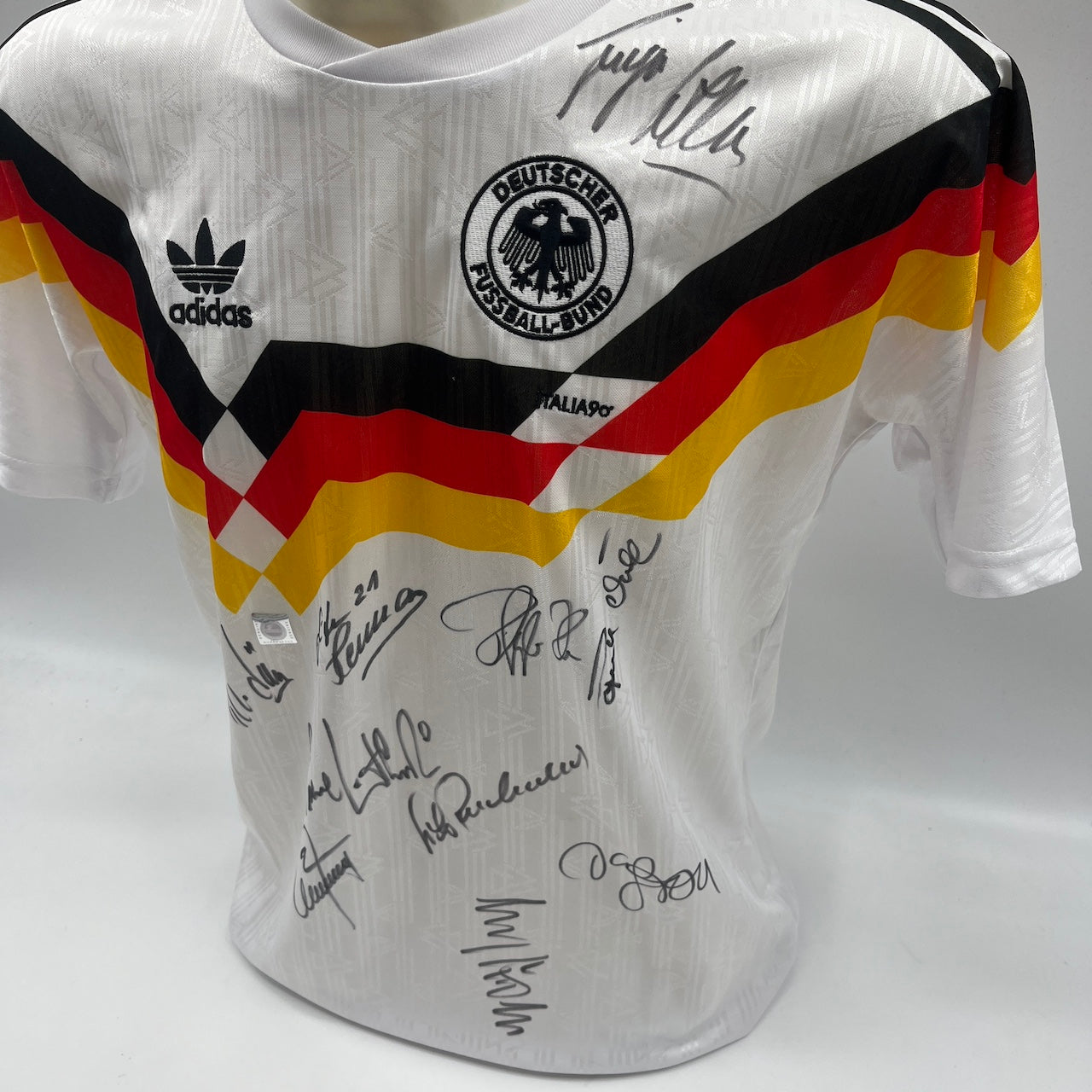 Deutschland Repro Trikot WM 1990 Teamsigniert Autogramm DFB Weltmeister Adidas M