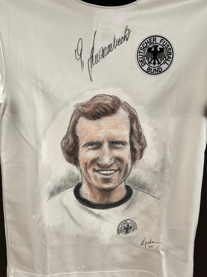 DFB jersey portrait Georg Schwarzenbeck hand painted and signed as part of S
