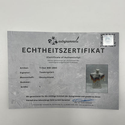 Deutschland Trikot WM 1990 Teamsigniert Autogramm DFB Weltmeister Adidas L