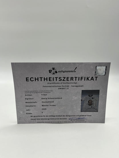 DFB jersey portrait Georg Schwarzenbeck hand painted and signed as part of S