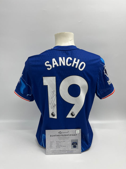 Matchworn Chelsea Trikot getragen & signiert von Jadon Sancho 25.01.25