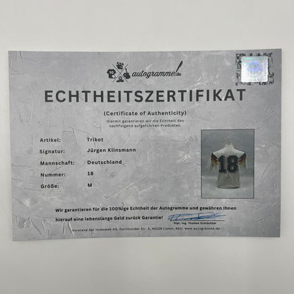 DFB Trikot Jürgen Klinsmann signiert Adidas COA Deutschland DFB M