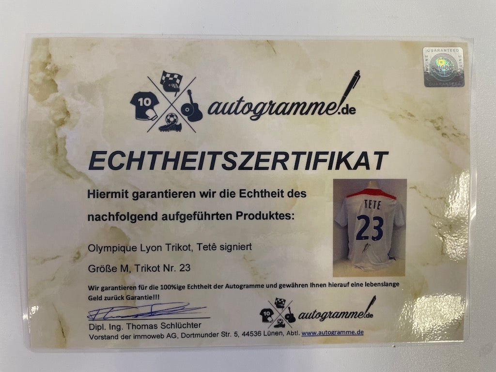 Olympique Lyon Trikot Tete signiert Autogramm Fußball Frankreich Adidas Neu M