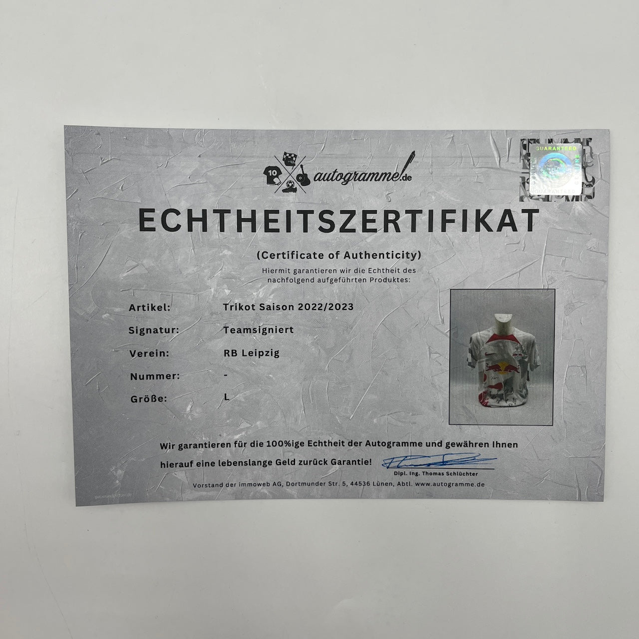 RB Leipzig Trikot 2022/2023 Teamsigniert Red Bull COA Nike L