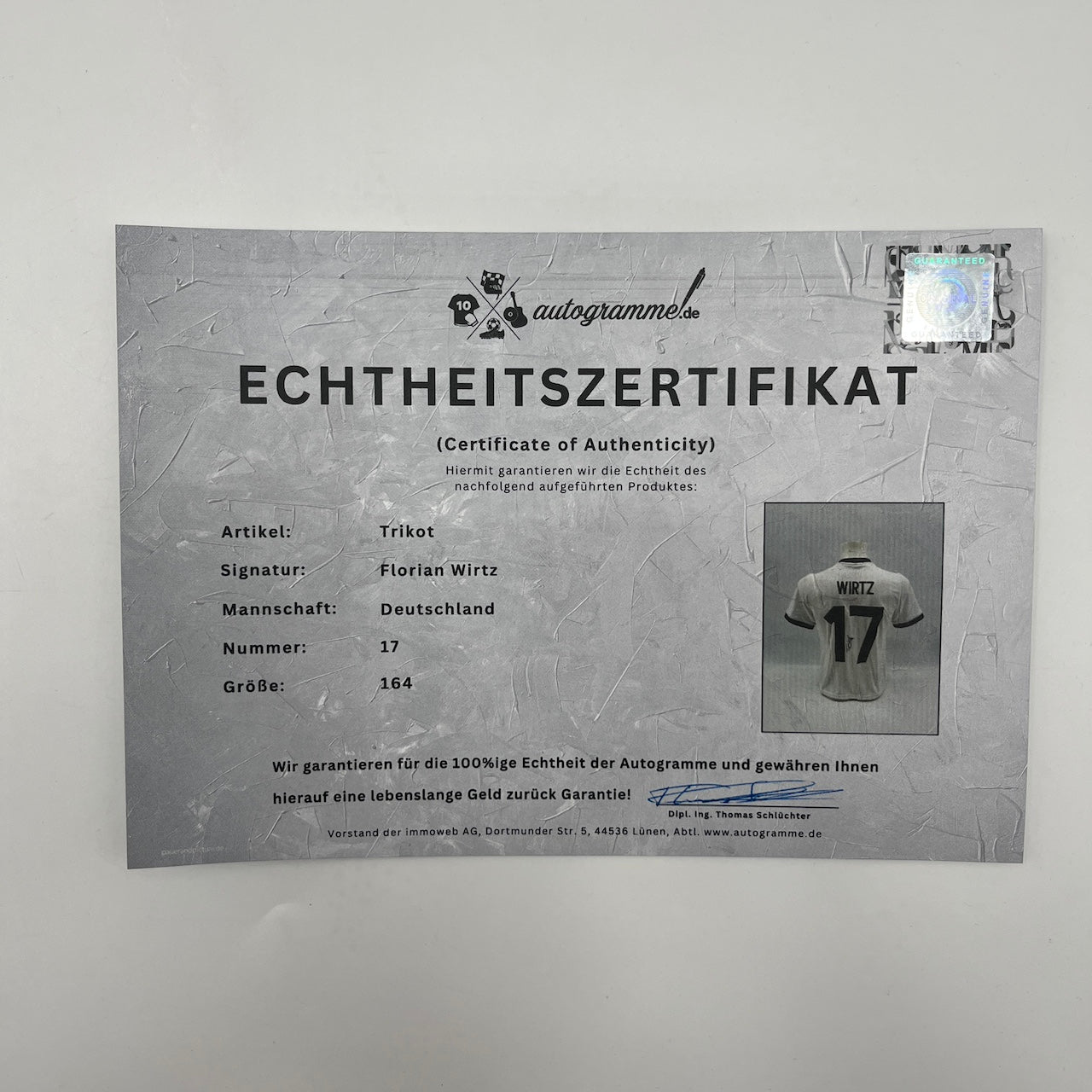 DFB Trikot Florian Wirtz signiert Adidas COA Deutschland Autogramm 164