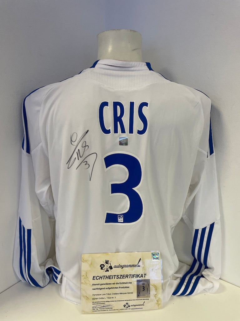 Olympique Lyon Trikot Cristiano Gomes signiert Autogramm Fußball Frankreich Adidas L