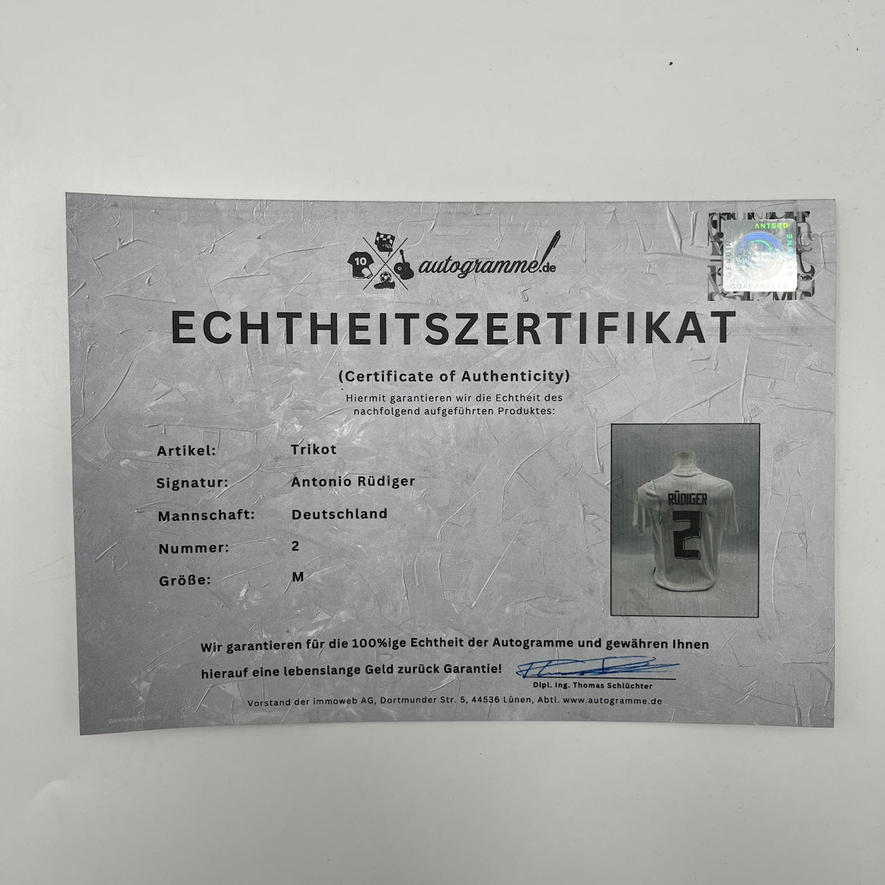 DFB Trikot Antonio Rüdiger signiert Autogramme Adidas COA M