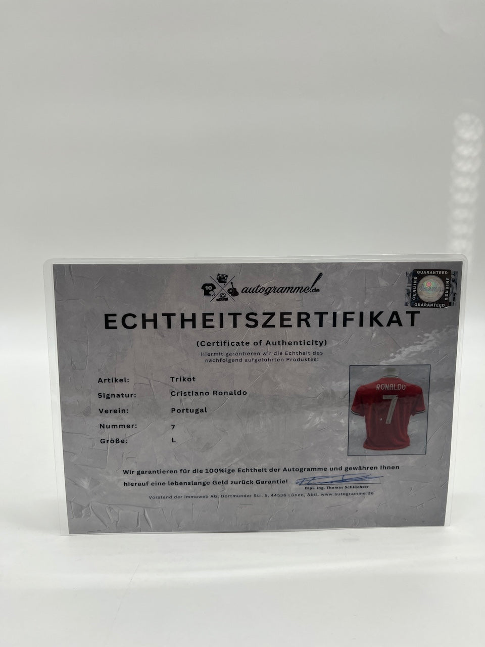 Portugal Trikot Cristiano Ronaldo signiert Autogramm COA Fußball L