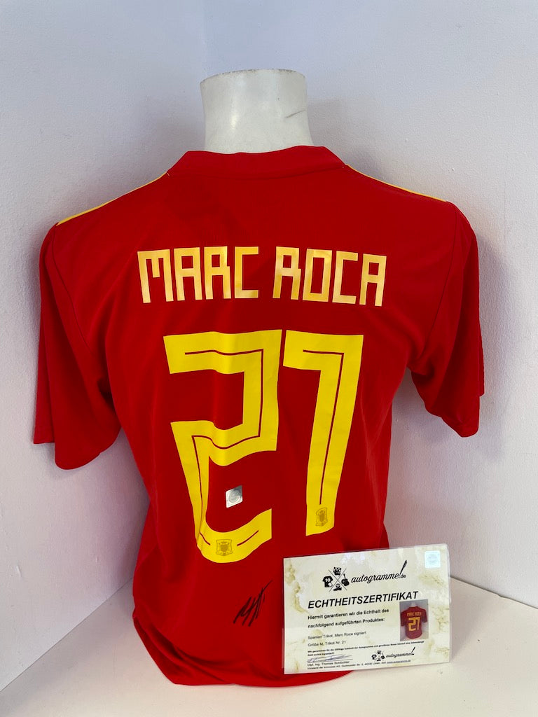 Spanien Trikot Marc Roca signiert Adidas Fußball Neu Spanien M
