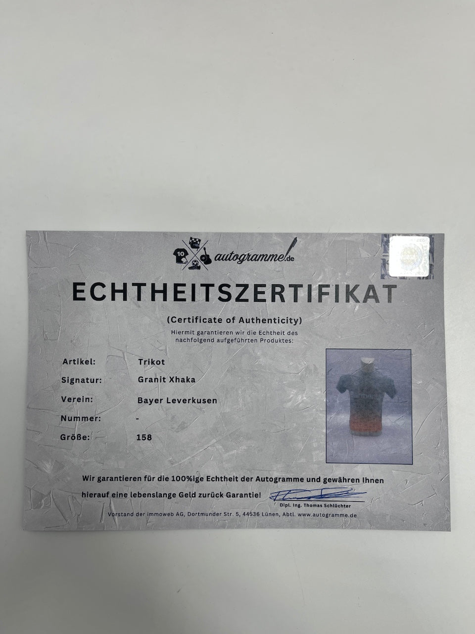 Bayer Leverkusen training shirt granit xhaka signed autograph Castore 158