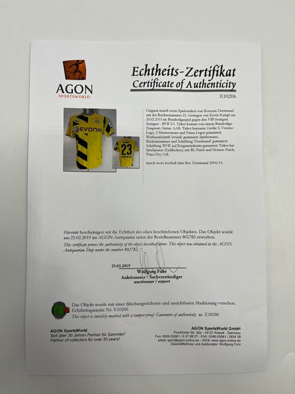 Matchworn Dortmund jersey worn by Kevin Kampl 20.2015 VfB-BVB