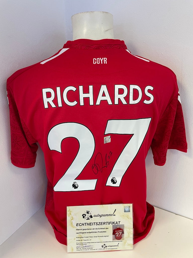 Nottingham Forest Trikot Omar Richards signiert Autogramm Fußball England COA M