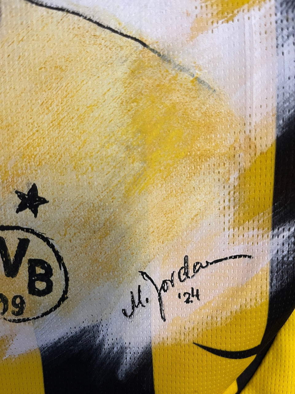 Borussia Dortmund Trikot Portrait Nico Schlotterbeck handgemalt und signiert BVB
