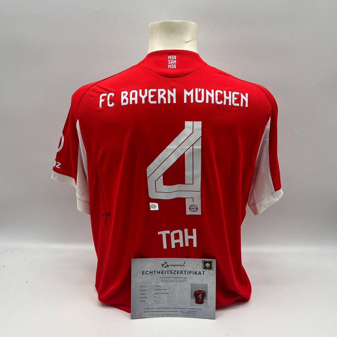 Bayern München Authentic-Trikot Jonathan Tah signiert Autogramm Adidas COA XL
