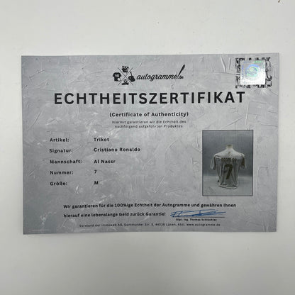 Al Nassr FC Trikot Cristiano Ronaldo signiert Autogramm Fußball weiß M