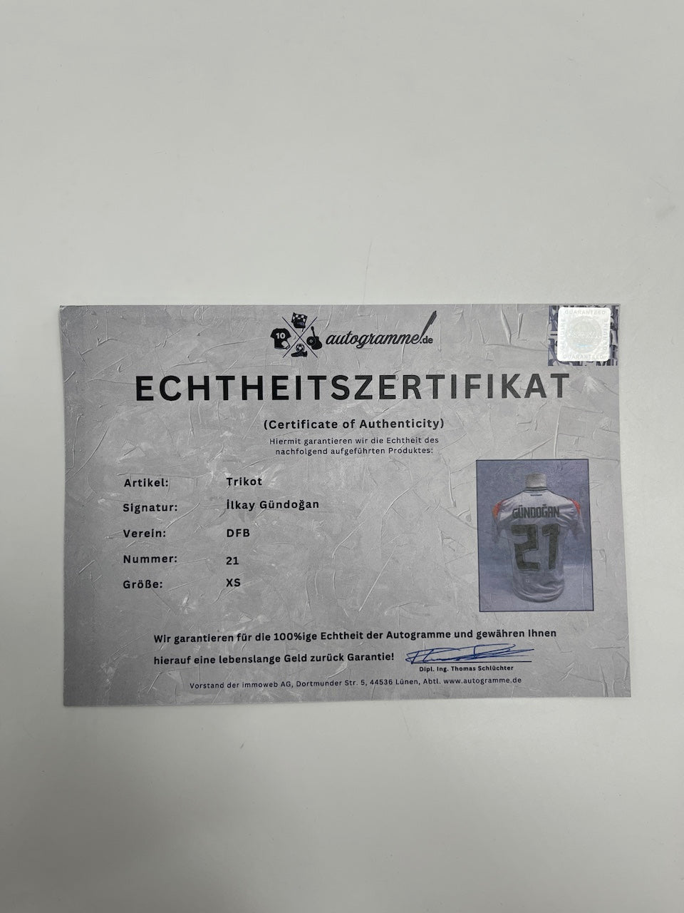 DFB jersey Ilkay Gündogan signed Germany autograph COA XS