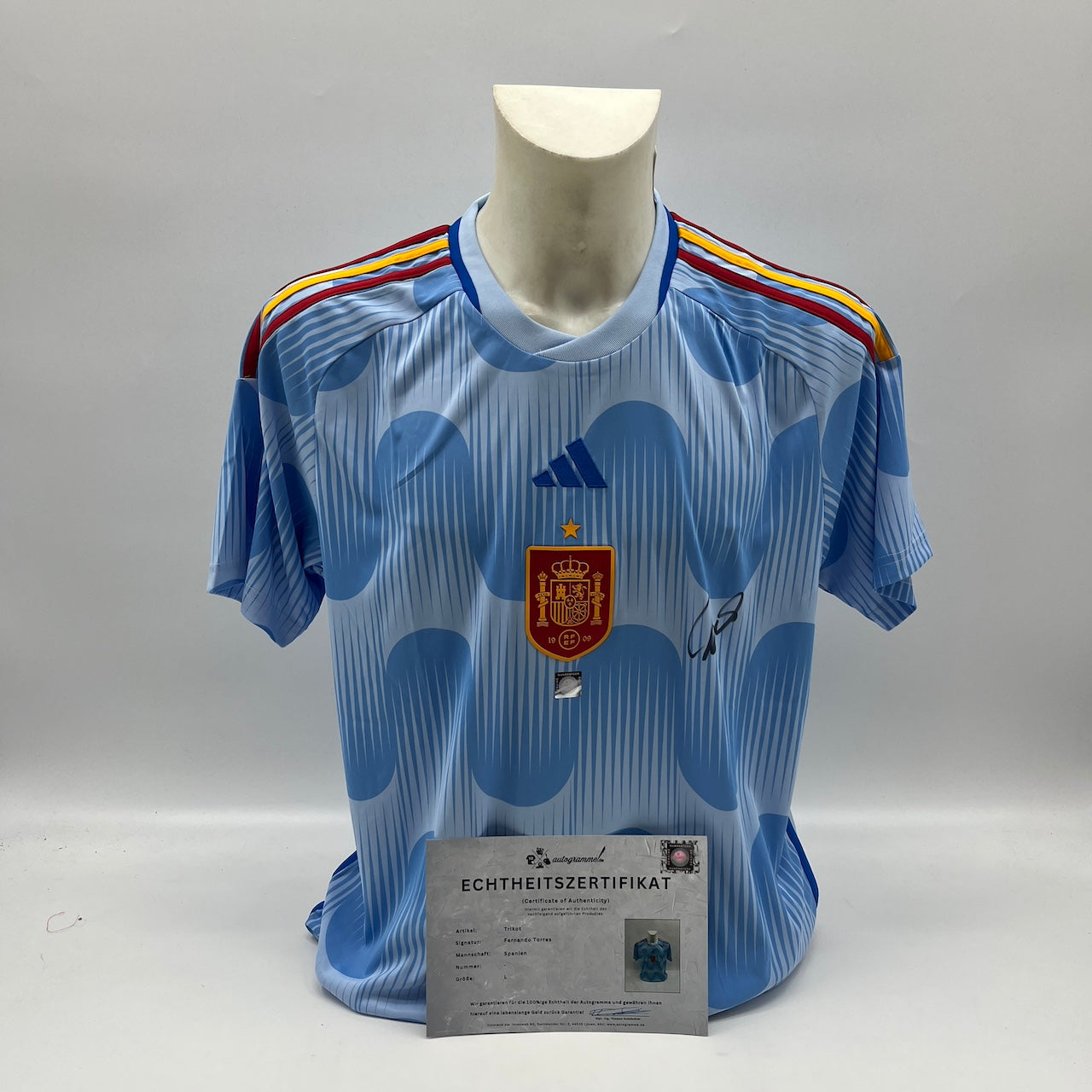 Spanien Trikot Fernando Torres signiert Adidas COA Autogramm L
