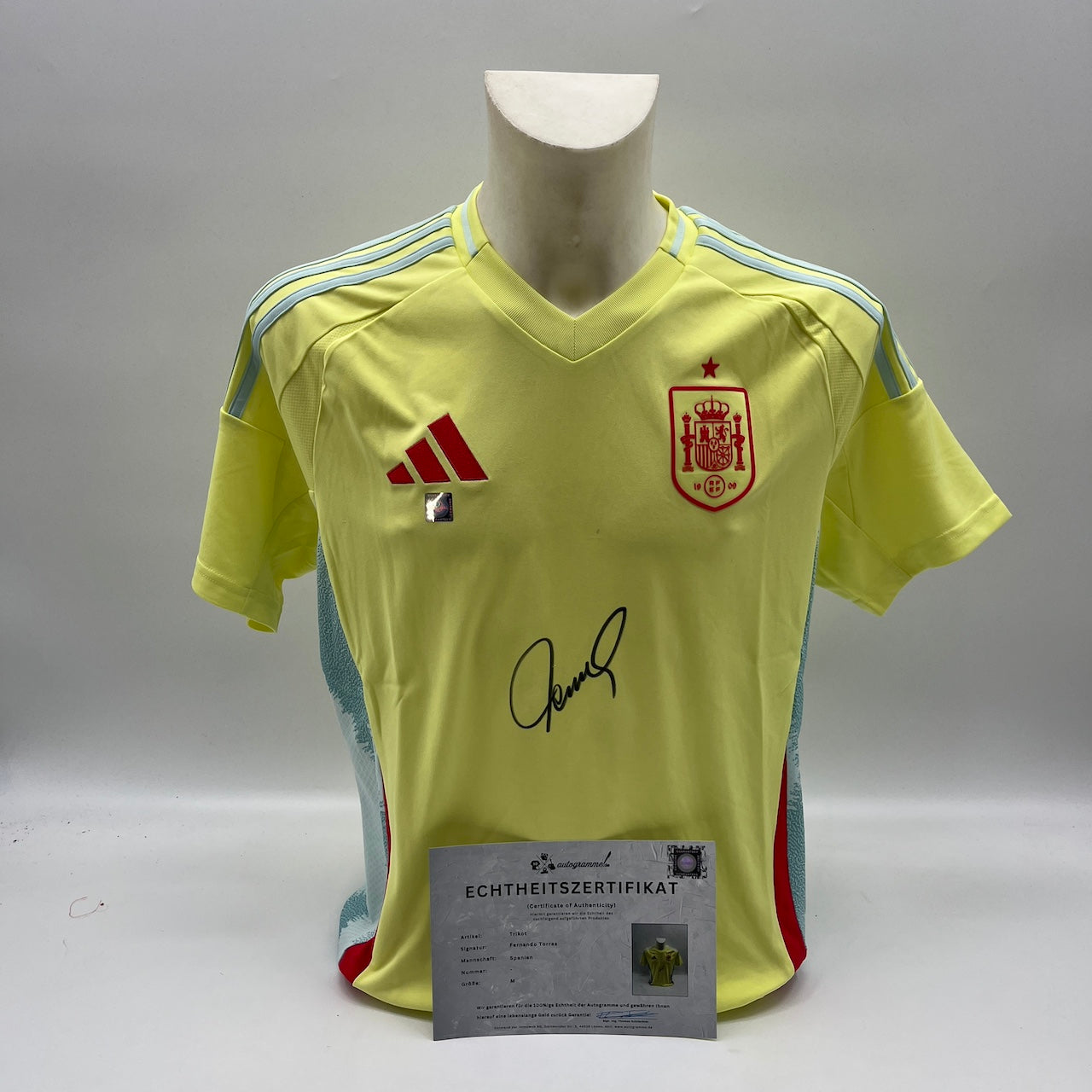 Spanien Trikot Fernando Torres signiert Adidas COA Autogramm M