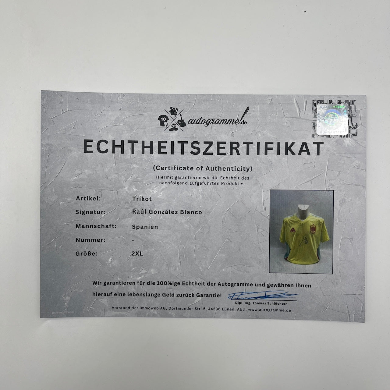 Spanien Trikot Raul signiert Adidas COA Autogramm 2XL