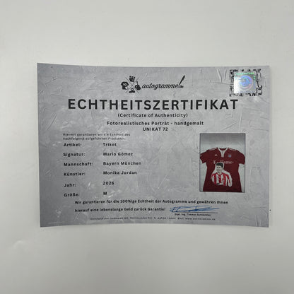 Bayern München Trikot Portrait Mario Gomez handgemalt und signiert M