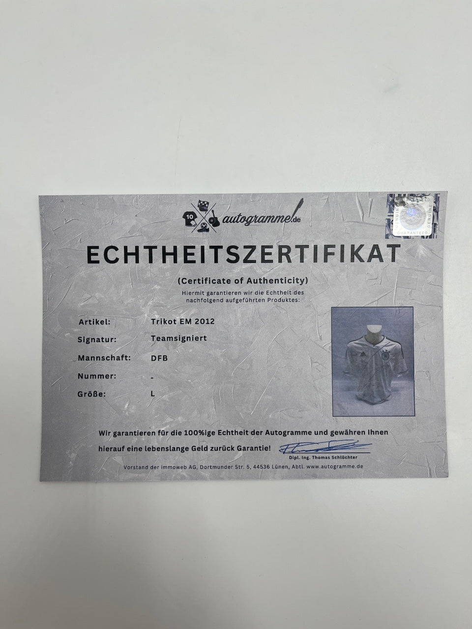 Deutschland Trikot EM 2012 Teamsigniert DFB Autogramm COA Adidas L