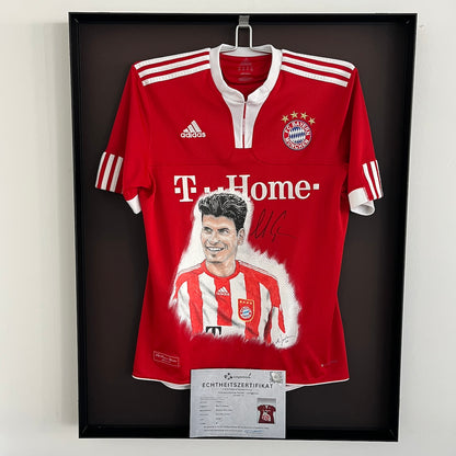 Bayern München Trikot Portrait Mario Gomez handgemalt und signiert M