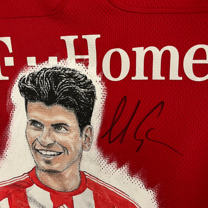 Bayern München Trikot Portrait Mario Gomez handgemalt und signiert M
