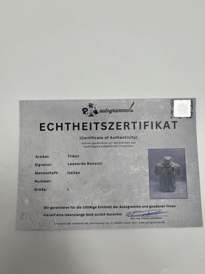 Italy women's jersey Leonardo Bonucci signed autograph COA new L