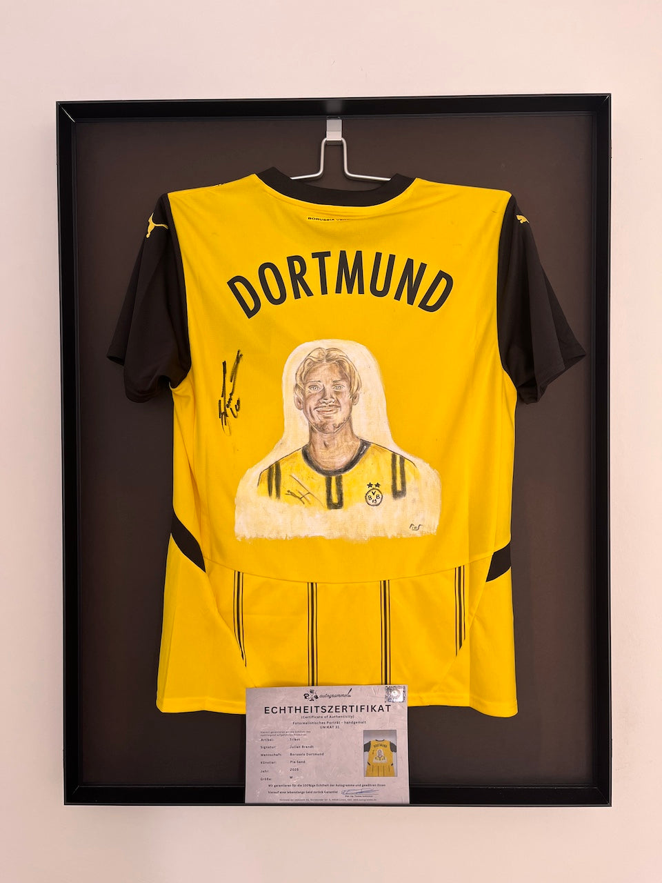 Borussia Dortmund Trikot Portrait Julian Brandt handgemalt und signiert Puma M