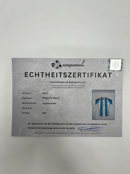 Argentinien Shirt Angel Di Maria signiert im Rahmen COA Adidas Fußball 128