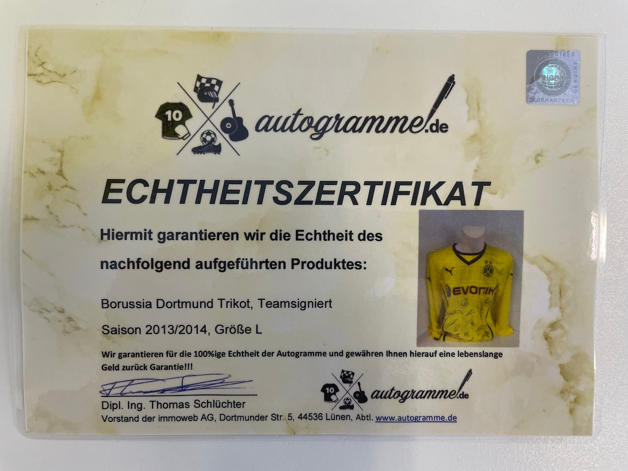 BVB Trikot 2013/2014 Teamsigniert langarm Borussia Dortmund COA Neu Puma L