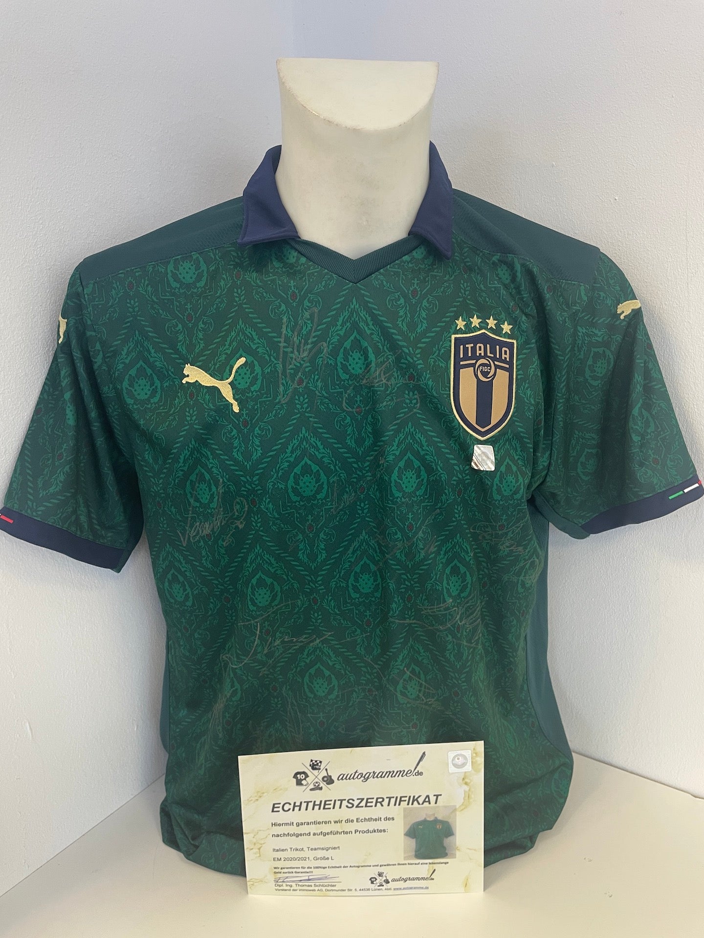 Italy jersey em 2020/2021 team signed champions football autograph Puma coa l