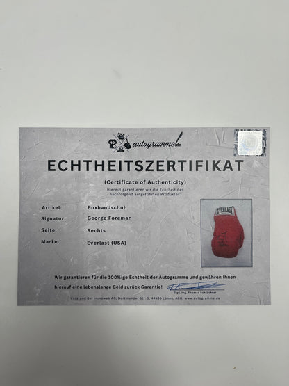 Boxhandschuh George Foreman signiert Unterschrift Autogramm Boxen