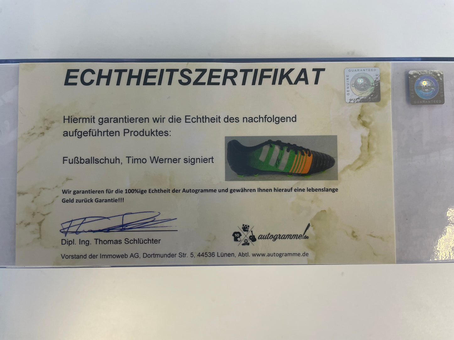 Fußballschuh Timo Werner signiert Fußball Tottenham Premier League Schuh Neu