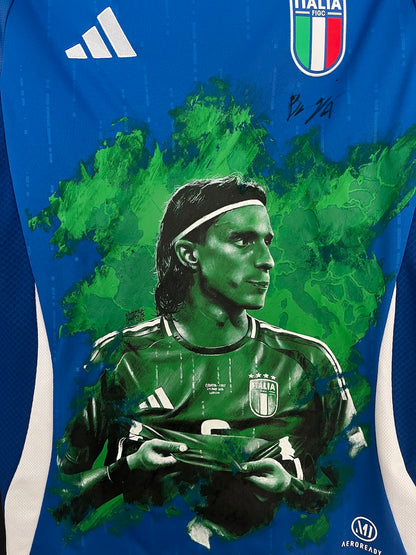 Italien Trikot Portrait Calafiori handgemalt und von Buongiorno signiert Adidas