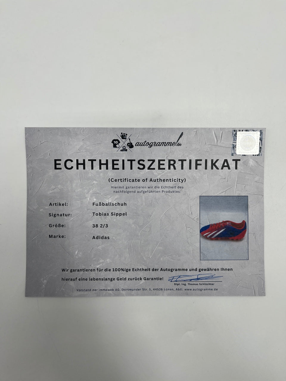 Fußballschuh Tobias Sippel signiert Fußball Bundesliga Adidas