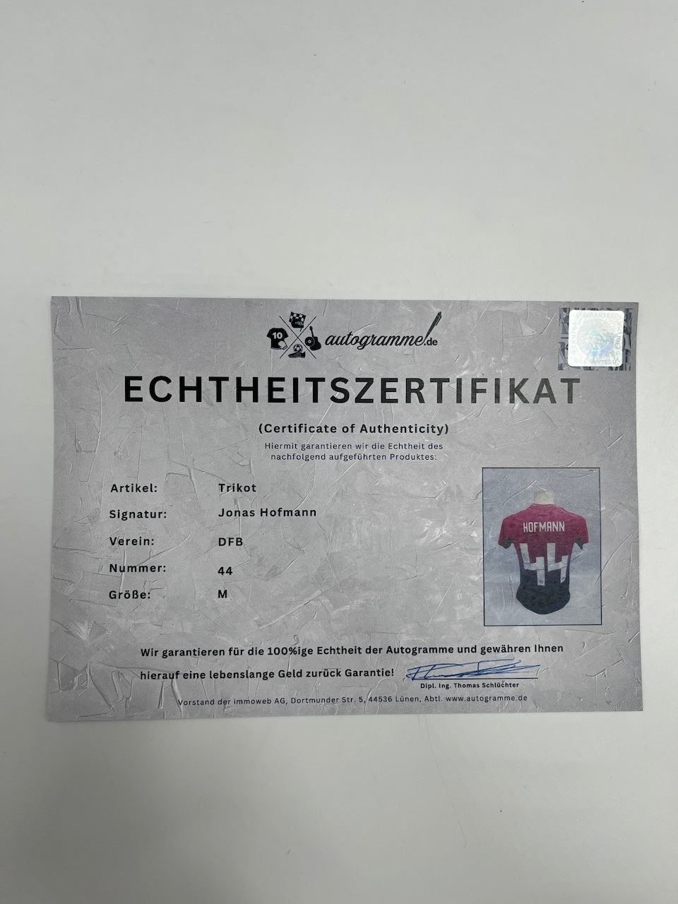 DFB jersey Jonas Hofmann signed autographs Germany adidas M