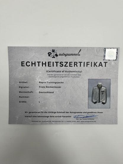 DFB Repro Trainingsjacke Franz Beckenbauer signiert Autogramm Adidas COA L