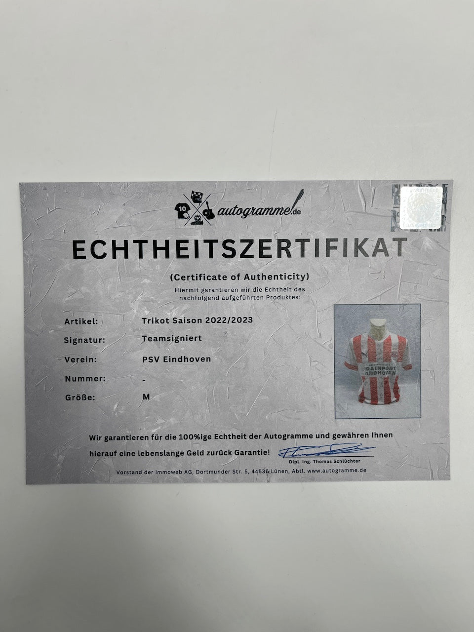 PSV Eindhoven Trikot Teamsigniert Saison 2022/2023 Autogramm Niederlande M