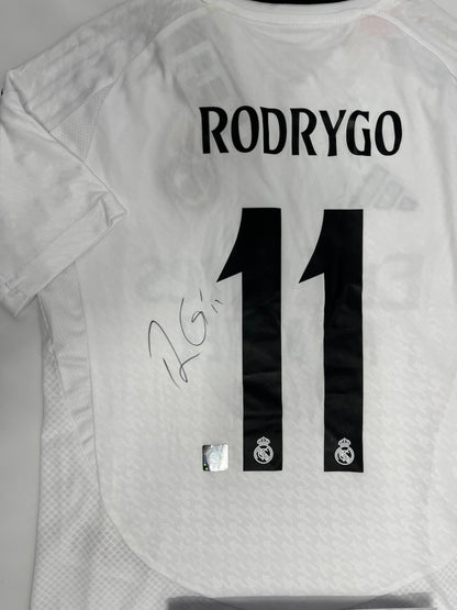 Real Madrid Trikot Rodrygo signiert im Rahmen COA Adidas Fußball 140