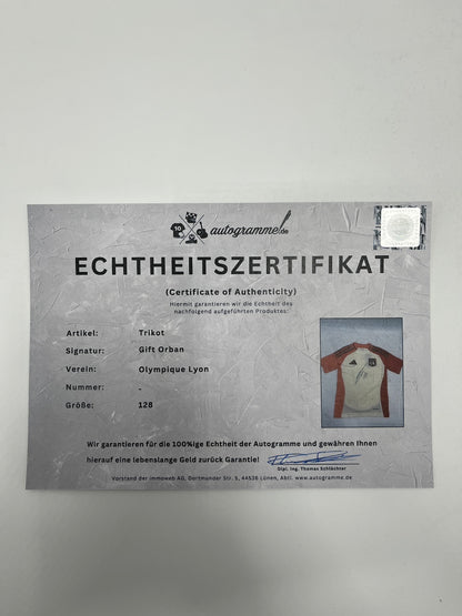 Olympique Lyon Trikot Gift Orban signiert im Rahmen COA Adidas Fußball 128