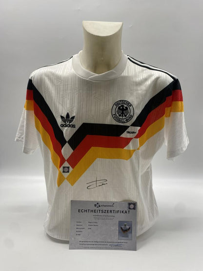 DFB Repro Trikot Stefan Reuter signiert Adidas COA Deutschland Autogramm L
