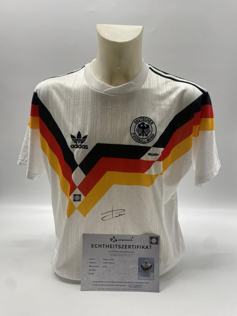 DFB Repro Jersey Stefan Reuter signed Adidas COA Germany Autograph L