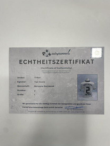 Borussia Dortmund jersey signed by Yan Couto, BVB new, Puma signed, size L