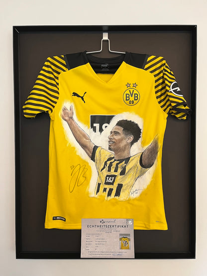 Borussia Dortmund Trikot Portrait Jude Bellingham handgemalt und signiert Puma