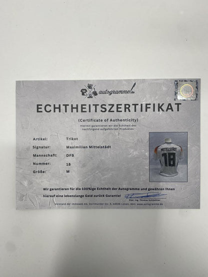 DFB Trikot Maximilian Mittelstädt signiert Adidas COA Deutschland Autogramm M