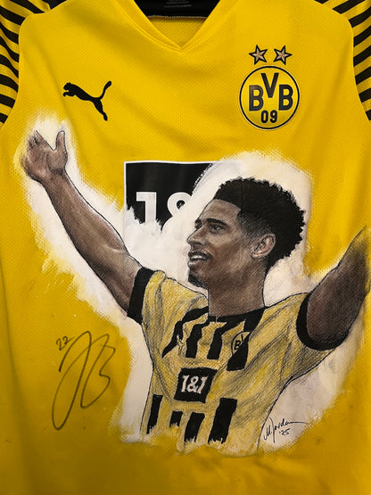 Borussia Dortmund Trikot Portrait Jude Bellingham handgemalt und signiert Puma